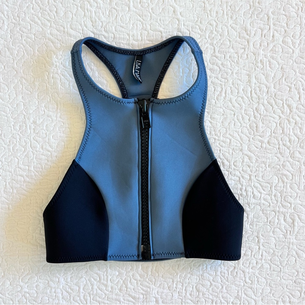 Lisa Marie Bikini top Black & Navy Neoprene